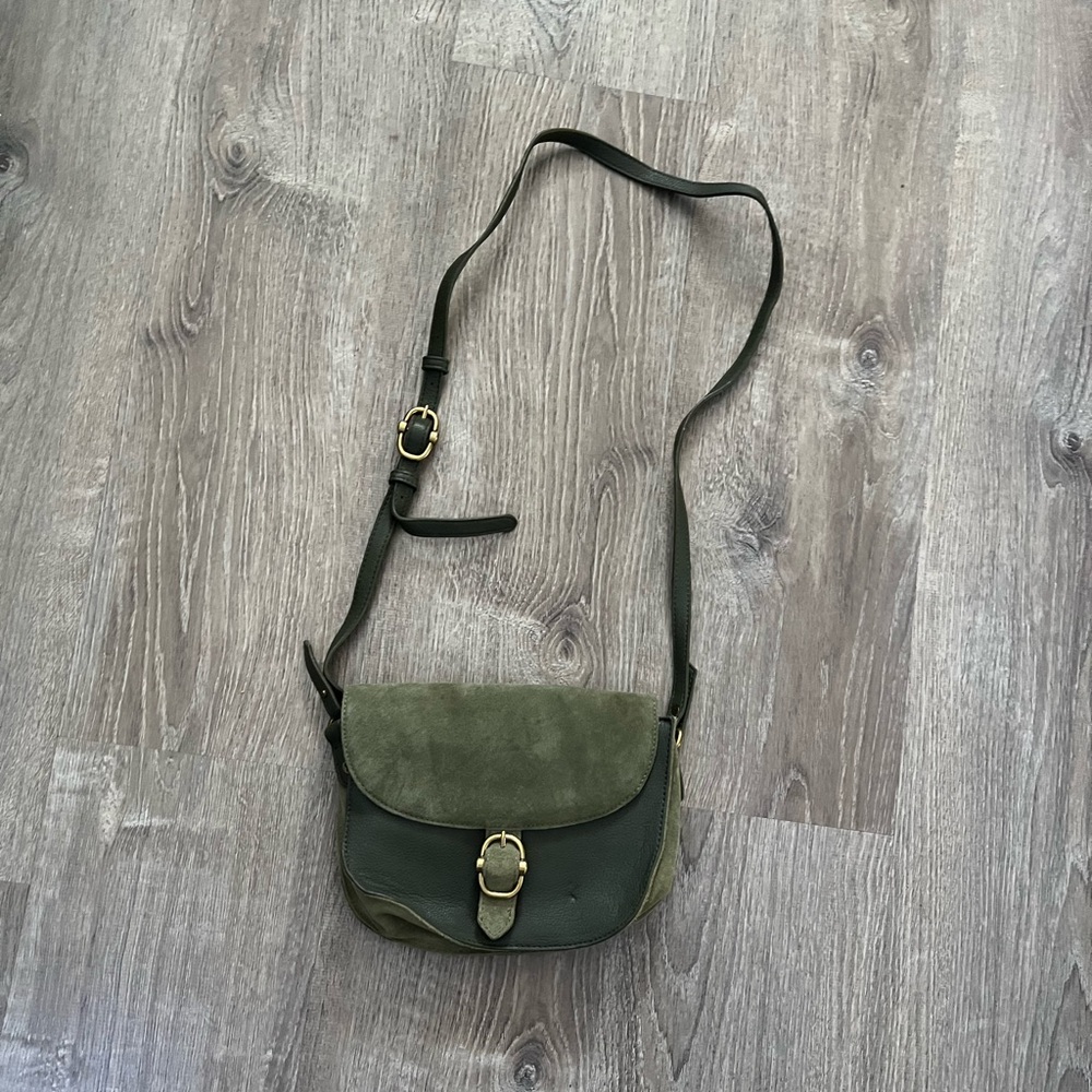 Emma Fox Green Suede Crossbody Handbag